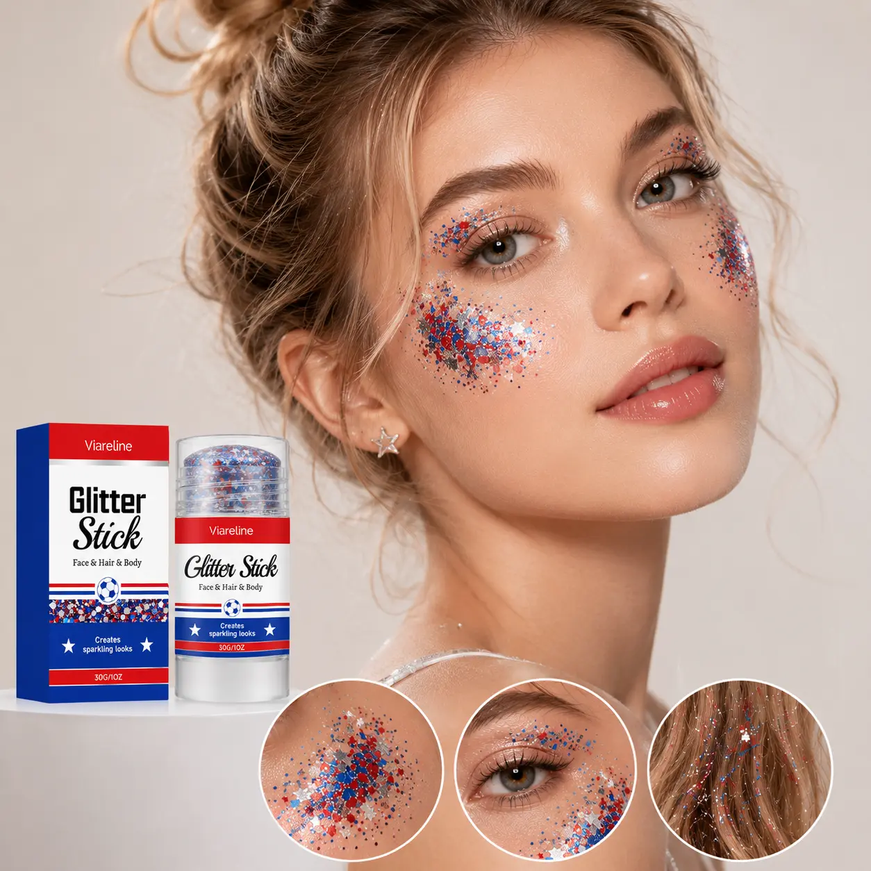 Halloween Body Glitter Stick, Black Purple and Orange Face Glitter Accessories for Rumi Costume and Rumi Cosplay Makeup, Waterproof Face and Hair Glitter Makeup for Kids and Women