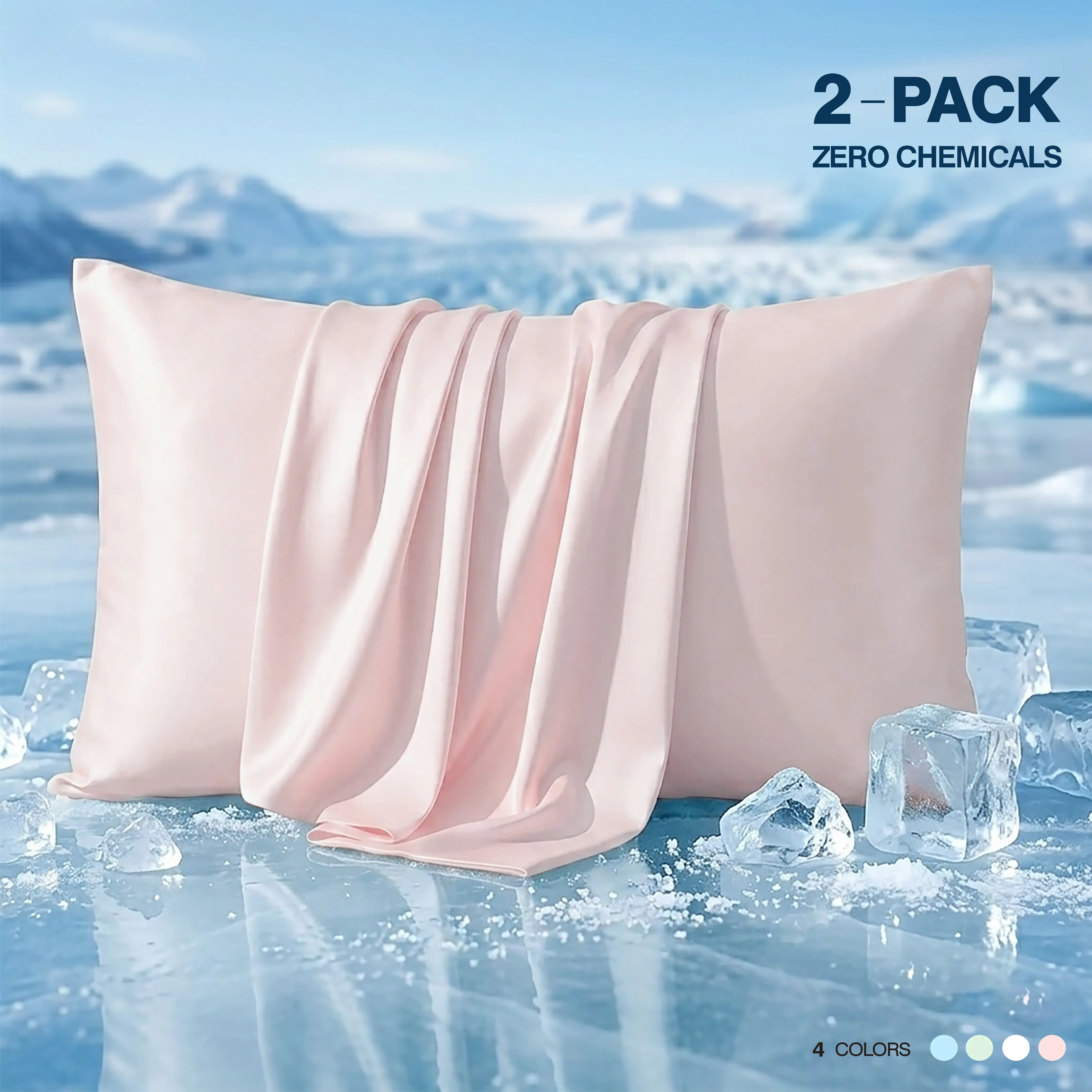 [2 Pack]Cooling Pillowcases | Silky Satin Alternative for Hair and Skin | Breathable Cool Touch | Best for Night Sweats & Hot Sleepers | Machine Washable