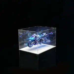 Clear Acrylic Simple Self-Assembly Display Box with White Base, Removable Figures Toys Props Display Riser Stand, Cube Countertop Decorative Storage Box for Home Organization, 40*30*25cm(Model not included)