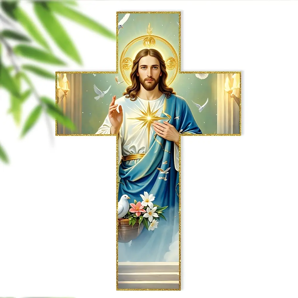 1 vintage Jesus wall-mounted cross, decorative cross, Cross Design, Stylish religious decor, Religious Decorations, religious home decor for bedrooms, living rooms, kitchens, hallways and offices, holiday decor, home decor, priest gifts, 8.0X12.0 inches