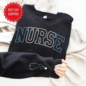 NURSE Athletic Block Gemma Sweatshirt Nurse Pullover Sweatshirt Gift for Grad New Nurse Gift Nurse Crewneck Tshirt, Hoodie and Sweatshirt C