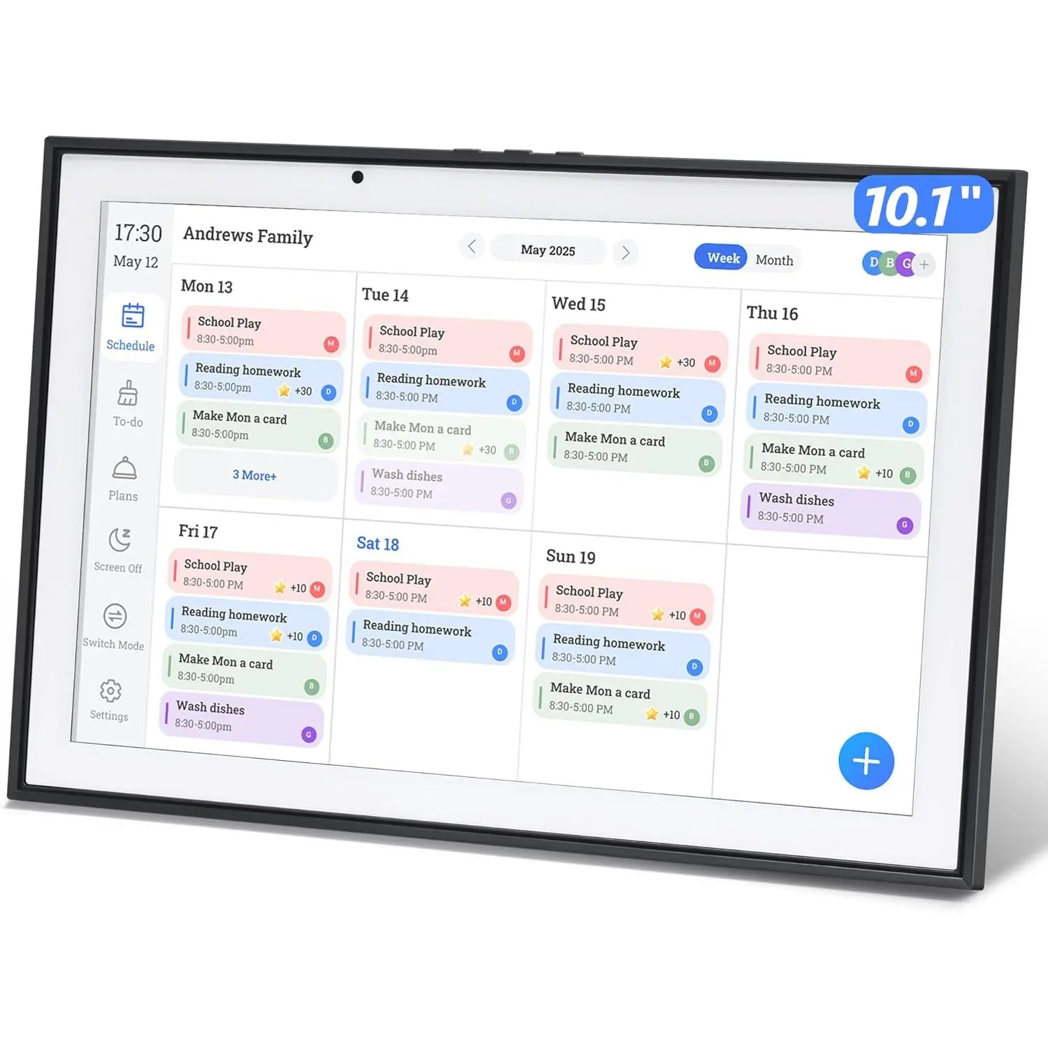 10.1 inch Digital Calendar & Chore Chart Home Organizer - 1920x1080p Touchscreen Interactive Display, Digital Photo Frame, Desk Planner with Meal Scheduler, Chore Track, Achievement Rewards, Cloud Photo Support, App Sync, Sleep Mode, Office Accessory, Des