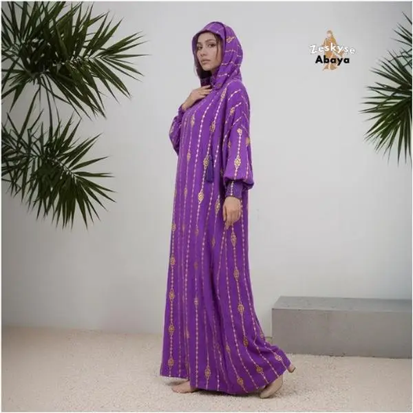 Islamic Abaya Kaftan Dress for Women – Soft Cotton Fabric, Double Hat Cape Style, Dubai Turkish Design, Modest Outfit for Ramadan & Eid