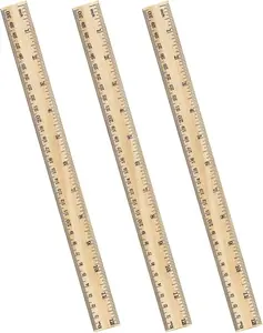 3 Pack Wooden Ruler 12 Inch Rulers Bulk Wood Measuring Ruler for Students Office School Supplies 2 Scale (30 cm)