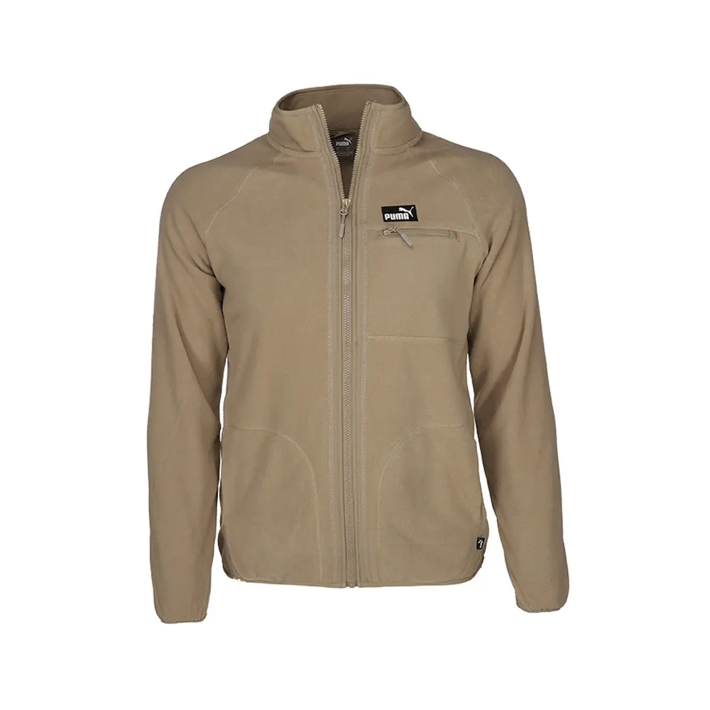 PUMA Mens Polar Fleece Raglan Sleeve Jacket Athletic Outerwear Casual - Brown