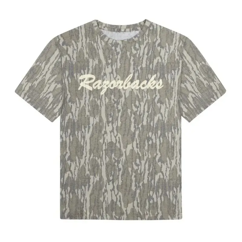 Razorbacks Vintage Camo T-Shirt Mossy Oak Pattern Oversized Game Day Tee