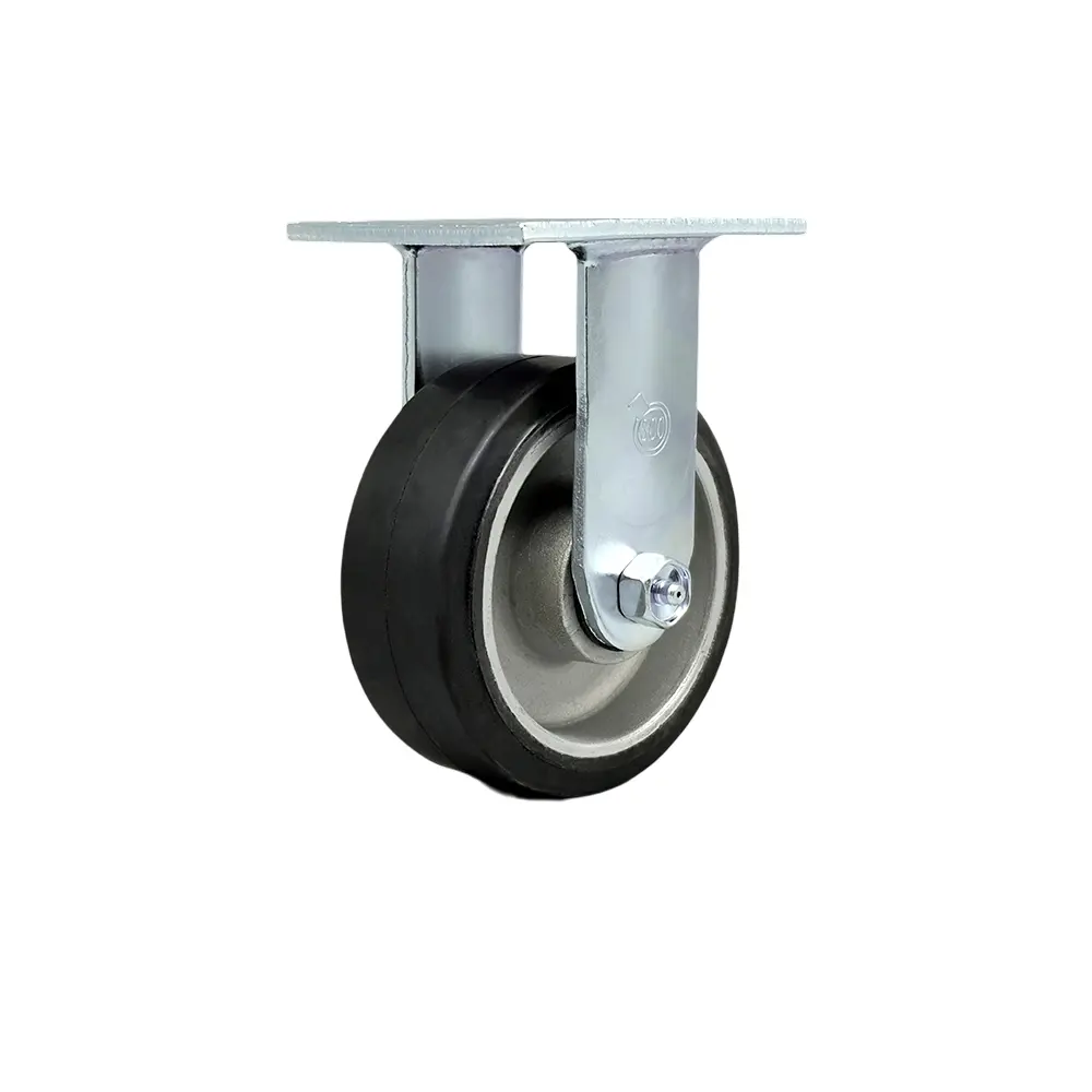 Service Caster SCC-30R520-RAB Heavy Duty Rigid Top Plate Caster with 5 in. Rubber on Aluminum Wheel & Ball Bearings - 500 lbs Capacity per Caster