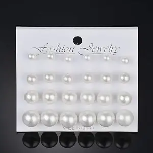 Women's Pearl Stud Earrings — White Pearl Earrings & Bridal Faux Pearl Jewelry Set — Suitable for Weddings, Birthdays, Christmas, and Other Occasions