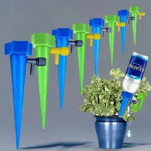 Random Color Self Watering Drip Irrigation Equipment, 10pcs/set Automatic Plant Water System with Control Valve Switch for Indoor Plants and Office Plants, Garden, Garden Tools, Adjustable Watering System