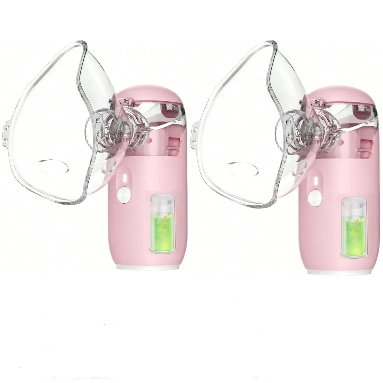 2PCS USB PINK Portable Smart Humidifier  USB Portable Nebulizer with 400mA LithiumBattery for Adults & Kids Adjustable NebulizationRate Mesh Mask for Breathing Problems & FacialHydration No Battery Installation Needed