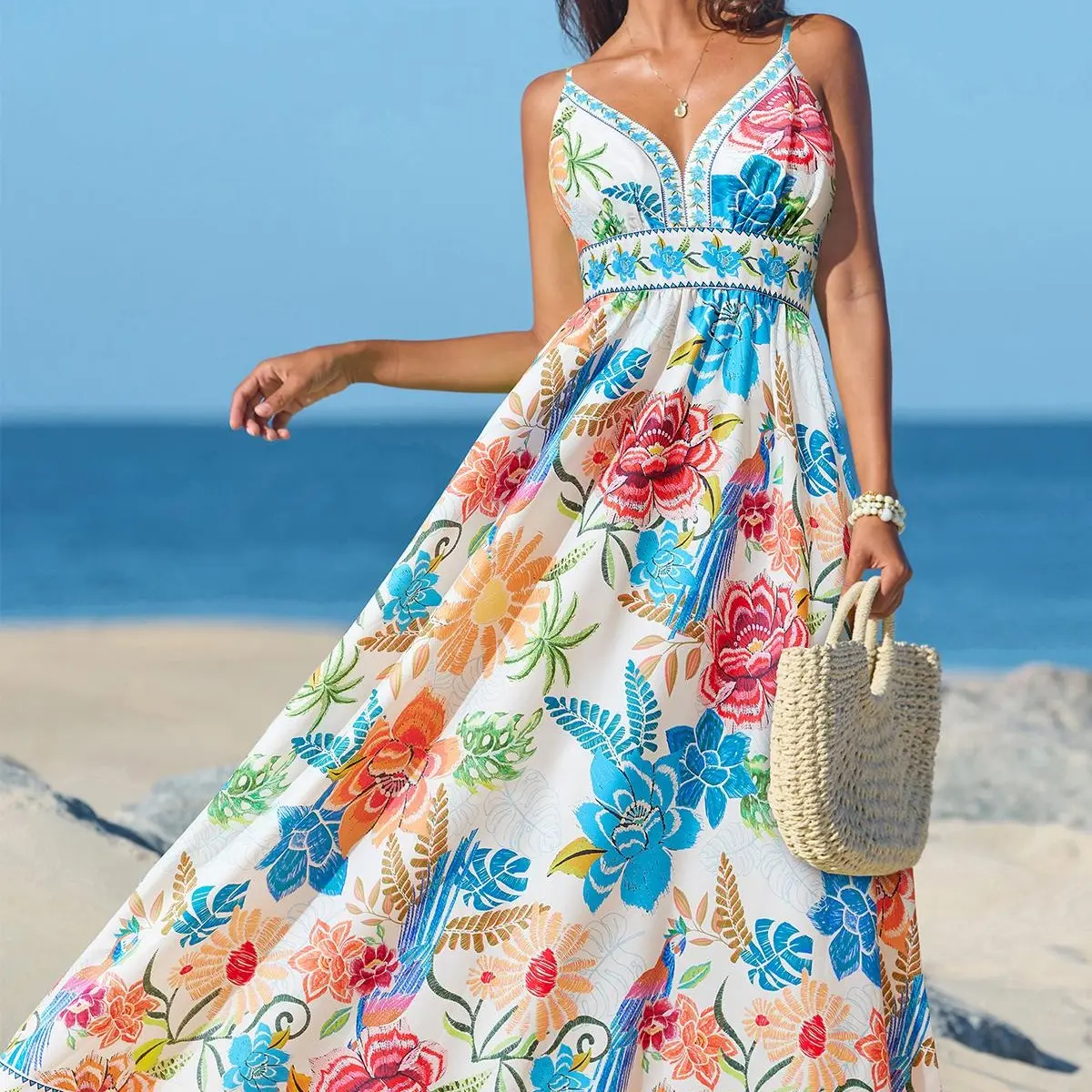 CUPSHE Women's Vibrant Oasis Tropical Maxi Dress - Square Neckline, Sleeveless, Floral Print, Back Zip Closure, Flowy Bohemian Beach Outfit, Casual Wear, Yellow Birthday Women's Clothes #tiktokshopmemorialday - TikTok Shop CUPSHE Women's Vibrant Oasis Tropical Maxi Dress - Square Neckline, Sleeveless, Floral Print, Back Zip Closure, Flowy Bohemian Beach Outfit, Casual Wear, Yellow Birthday Women's Clothes #tiktokshopmemorialday - TikTok Shop