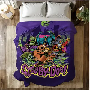 Scooby Doo Spooky Poster Scene Blanket Silky Touch Super Soft Throw for Halloween Christmas Gift Girls Bedroom Decor Suitable for all four seasons This is the best gift for couples, children, parents and friends, and it can express deep love.