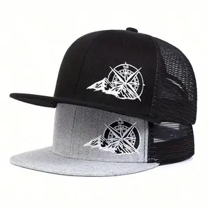 Unisex Compass Mountains Embroidered Hip Hop Hat Mesh Hat Outdoor Sport Adjustable Sunscreen Leisure Hat Spring Autumn Travel Tourism Beach