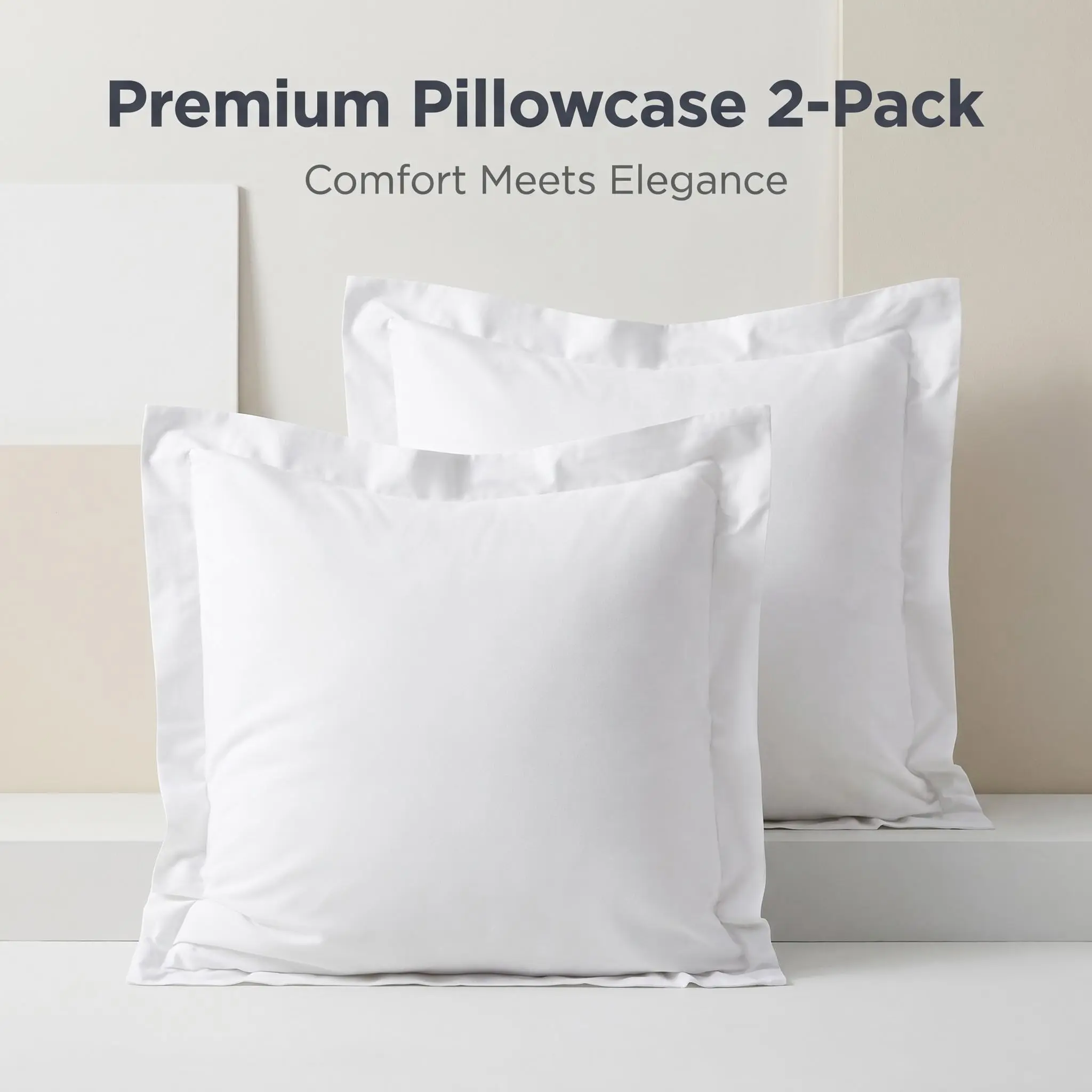 BEDSUM 2 Pack 26x26 Cotton Sham Covers - 500 Thread Count Egyptian Cotton Euro Pillow Covers, Super Soft,Breathable Pillow Covers, Square Pillowcases