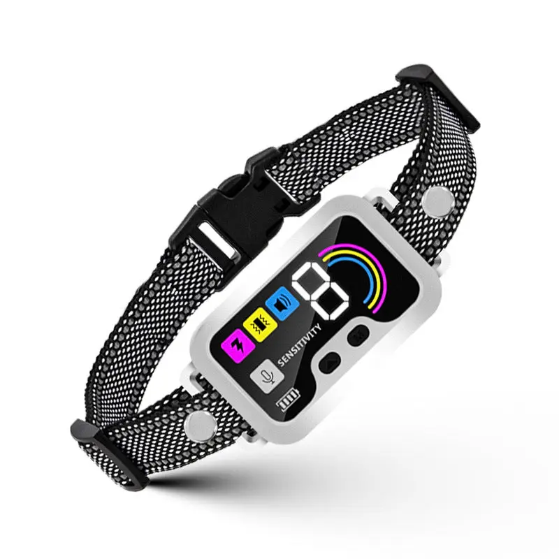 Smart Dog Bark Control Collar w/ Color Screen, Multi Stop Modes, 8-Level Sensitivity, IP67 Waterproof
