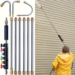 Pressure Washer Extension Wand 10 Pack Power Washer Lance with 5 Atomization Nozzle Tips 1 Gutter Cleaner Attachment Curved Rod for Gutter Roof Drainage Walls Cleaning