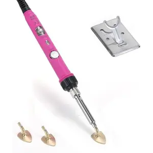 Mini Iron, 80W Small Iron for Crafts Patches Shoes Hats, Adjustable Temperature, Easy to Use, with Replaceable Iron Tips (Hotpink)