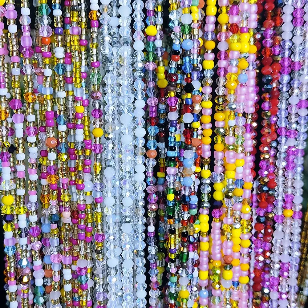 Crystal Multicolor Waistbeads , women Tie on Adormnent Body jewelry for Daily use