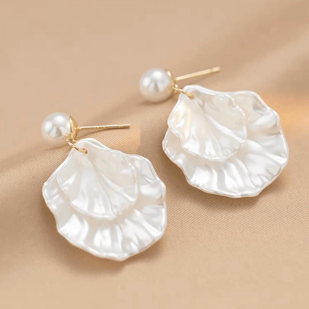 Elegant Shell-Inspired Stud Earrings for Women, Petal Design, Chic Everyday Jewelry Pair