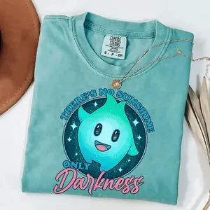 There’s No Sunshine Only Darkness Luma T-Shirt - Funny Nihilist Humor Graphic Tee - Cute Star Character Moss Green Shirt - Retro Comfort Colors Graphic Tee, Shortsleeve, basic tops, Fabric Cotton, Women's Top, Menswear Top, Gifs, Streetwear