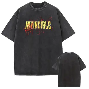 Holafish Top Invincible War Shirt, Comics T-Shirt, TV Show Comics Washed T-shirt Heavyweight Cotton Streetwear graphic vintage tees Menswear Crewneck