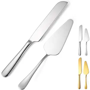 Wedding Cake Knife and Server Set 2Pcs Stainless Steel Silver Cake Cutting Set for Wedding Birthday Party Christmas
