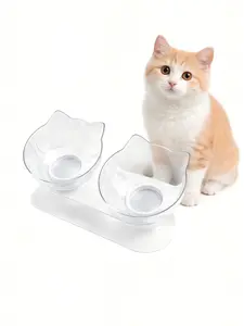 15° Tilted Elevated Cat Bowl, Anti-Vomiting, Neck Protection, Non-Slip Base