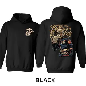 Men's Soft Cotton Casual Fit Everyday Hoodie Sweatshirt - Comfortable Graphic Pullover, Semper Fi USMC 250th Anniversary Commemorative, Patriotic Eagle Globe Anchor Top, Sweatshirts