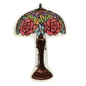 Tiffany Lamp Sticker with Roses and Stained Glass Design for Decorative Use