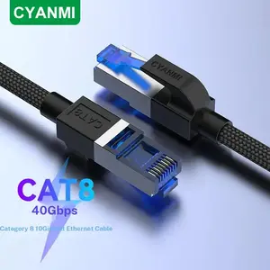 Cat 8 Braided Network Cable 40gbps 2000mhz Indoor Outdoor, High-Speed Data Transfer, Durable Ethernet Cord