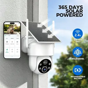 2026 Upgraded Wireless Outdoor 2-Kilopixel 360° View Security Camera - Waterproof Solar-Powered AI-Powered Home Security Camera System, Color/IR Night Vision, 2-Way Audio, Spotlight Siren Alarm, SD/Cloud Storage, 2.4G WiFi