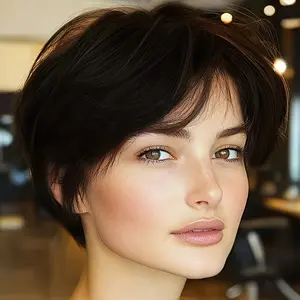 New Wholesale Hot Hot 2025 Elegant Pixie Cut Bob Wig - Human Hair, Lightweight & Breathable with Layered Straight Style, Bangs for Women, Comfortable for Daily Wear, Natural Look & Feel, Everyday Hairpiece |   Basic Pixie Cut |   Straight Hair Wig, Hair