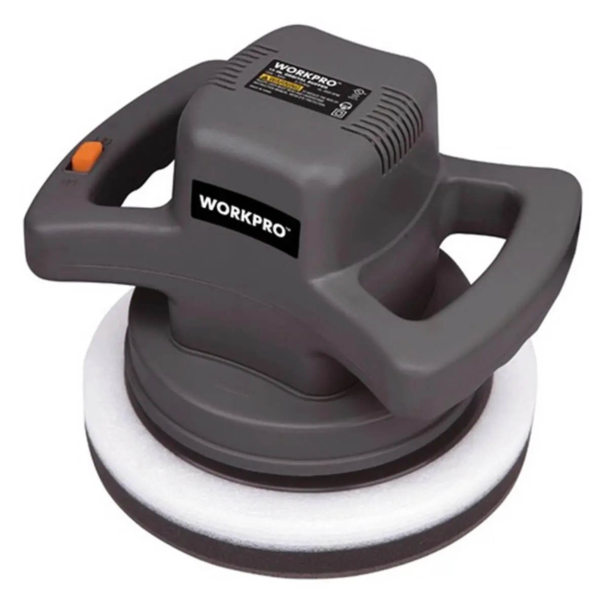WORKPRO 2206944 10 in Random Orbital Polisher Power Tool - Orbital Buffer with Handle, Contoured Grip, Bonnet Set for Cycling, Outdoor Leisure Equipment, Polishing, Hardwood Flooring, 10 In. Diameter Wheel