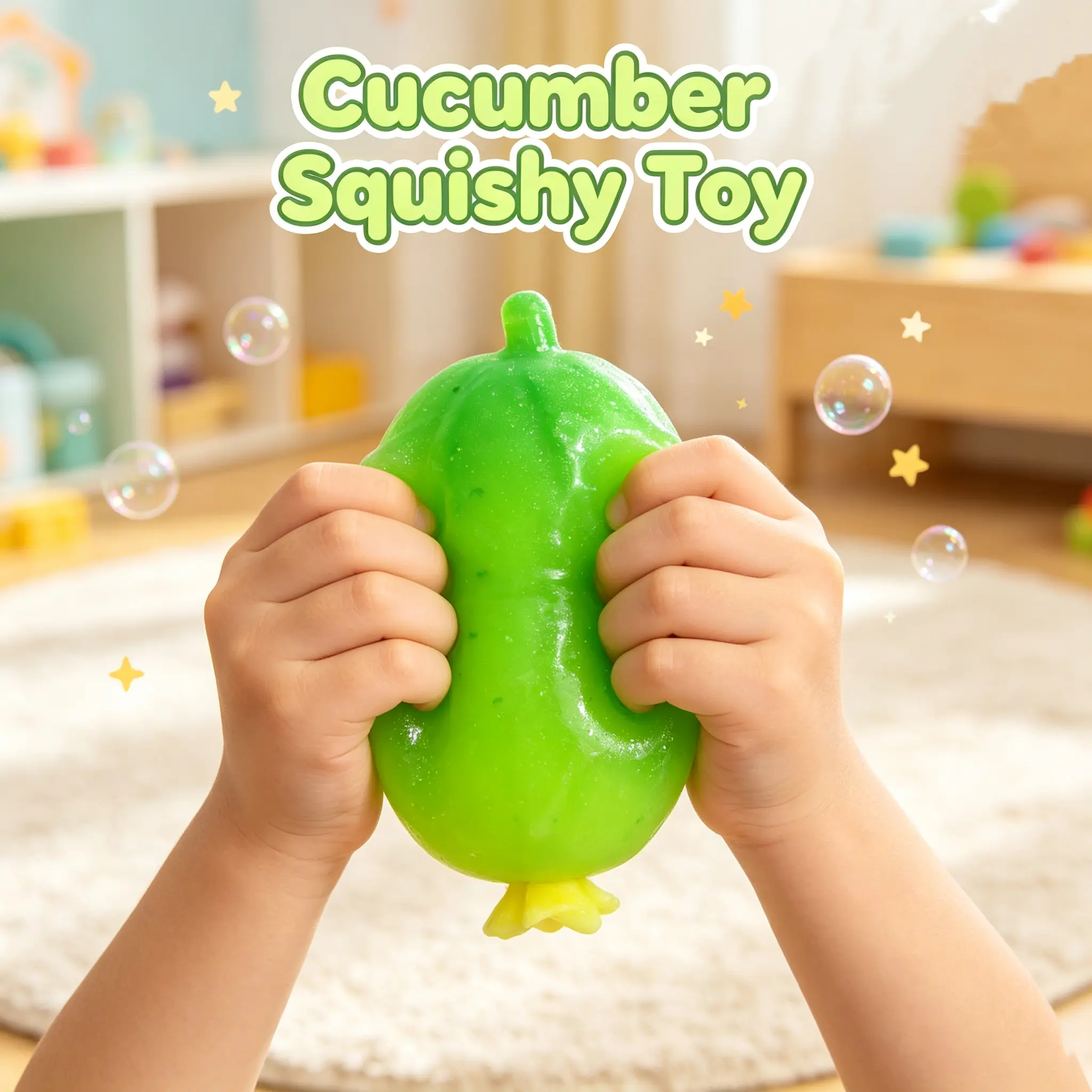 Fluid Squishy Cucumber Toy, Soft Jelly Fruit Squeeze Fidget Sensory Toy, Safe Stress Relief Decompression Toy Gift For Boys Girls Party Favors