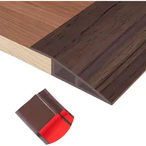 Floor Transition Strip Self Adhesive Vinyl Door Threshold for Doorways Carpet Edging Trim Overlap Edge Reducer for Laminate Floor, Carpet, Tile (Deep Brown Wood Grain, 1/5" to 2/5", 3.3Ft)