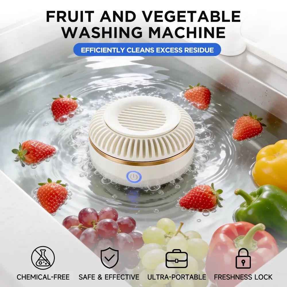 TESORO CASA Titanium Electrolysis Food Purifier, Cordless Home Use Single Unit Fruit & Vegetable Cleaner with Intermittent Vortex Flow Tech, IPX7 Rated Waterproof Deep Cleaning Kitchen Sieve/Colander Gadget
