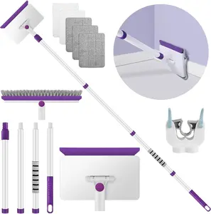 Extendable Baseboard Cleaner Tool with 60 Inch Handle Reusable Pads for Wall Floor and Hard-to-Reach Cleaning Adjustable Design Lightweight Multi-Purpose Household Cleaning Tool Microfiber Chenille Pads Smooth Movement