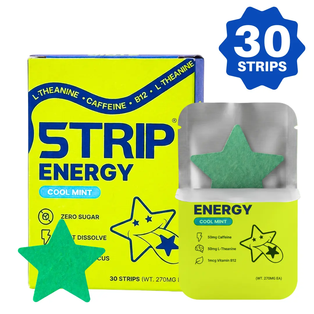 5TRIP Energy Strips (30 Count) - 50mg Smart Caffeine, 50mg L-Theanine, Vitamin B12, Vegan, Sugar-Free, Fast-Acting, Pocket-Sized, No Crash, Smooth Sports & Energy Drink Supplements, Energy Supplements