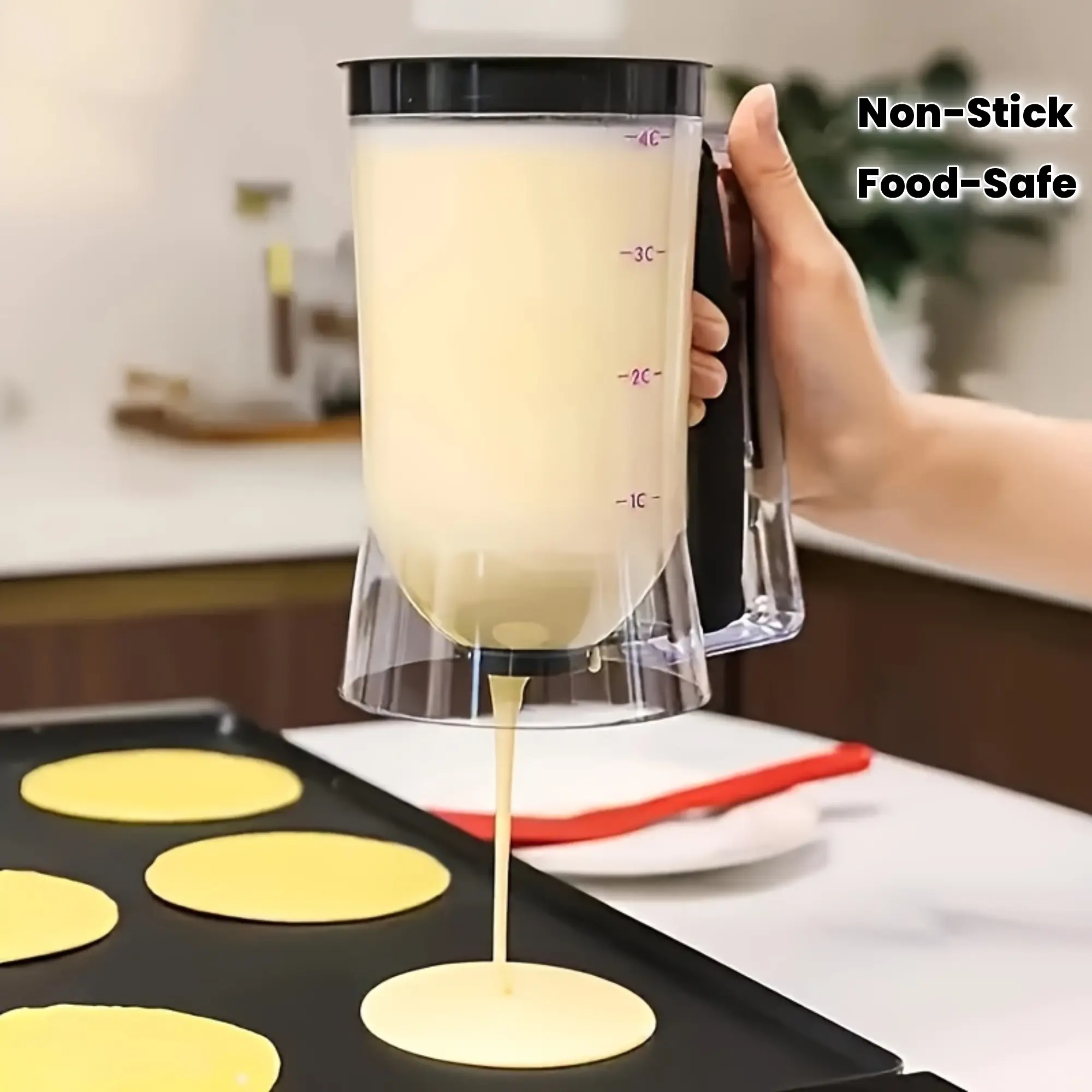 Non-Stick Cupcake & Pancake Batter Dispenser - Durable Kitchen Baking Gadget, Ergonomic Baking Supplies, Precise Pour, Easy Pouring, Space-Saving, Easy-to-Clean Bakeware