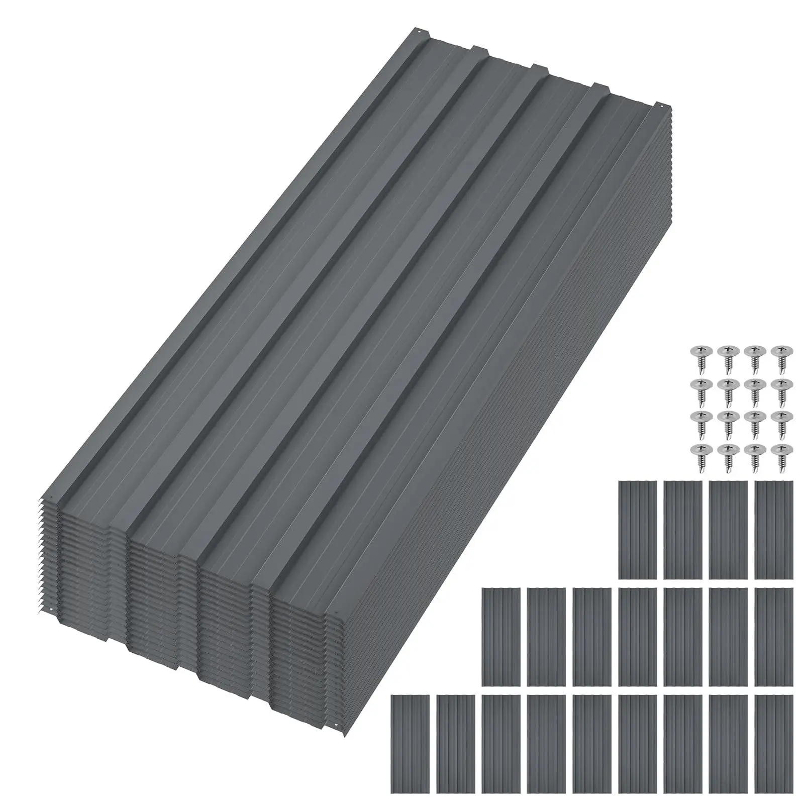 GARVEE 20pcs Metal Roofing Panels, 6ft Corrugated Metal Roof Panels with Screws, Heavy Duty Waterproof Galvanized Steel Roof Sheets for Outdoor Carport, Garage, Shed, Warehouse, Porch, Pergola, Patio