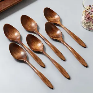 Handmade Small Wooden Spoons Set, 4/6 Pieces, Approximately 5.71 Inches Long, Coffee Spoon, Honey Spoon, Restaurant Hotel Use, Dinnerware Utensils