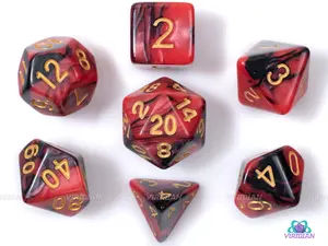 Blood Altar | Red & Black Swirled Acrylic Dice Set (7) | Dungeons and Dragons (DnD)