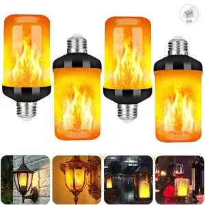 Popular Flame Lamp, LED Flickering Light Bulb, Flame Effect Bulb, 4 Lighting Modes, Indoor/Outdoor Decorative Atmosphere LED Lamps for Home, Garden, Christmas Decoation, 3W E26 Flame Bulb