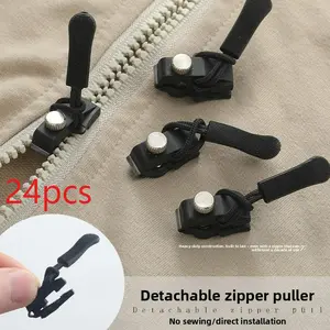 24pcs Detachable Zipper Heads, Removable Zipper, Durable Reusable Easy Zippers for Bags Coats Clothes Shoes Purses, Tool-Free Replacement Zipper Locks