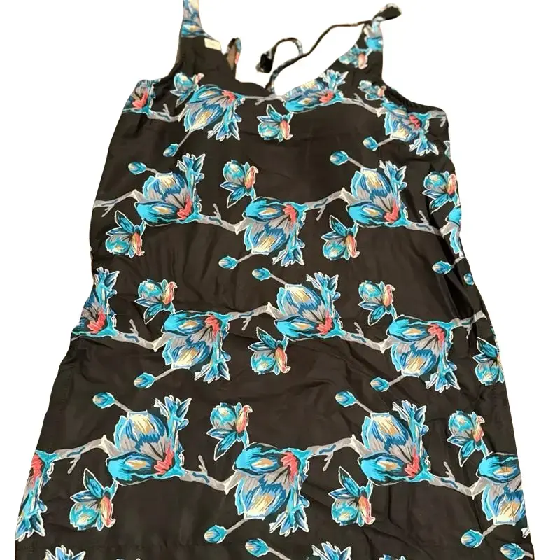 Korean Silk Short Kurtha with Floral Design on Black Fabric