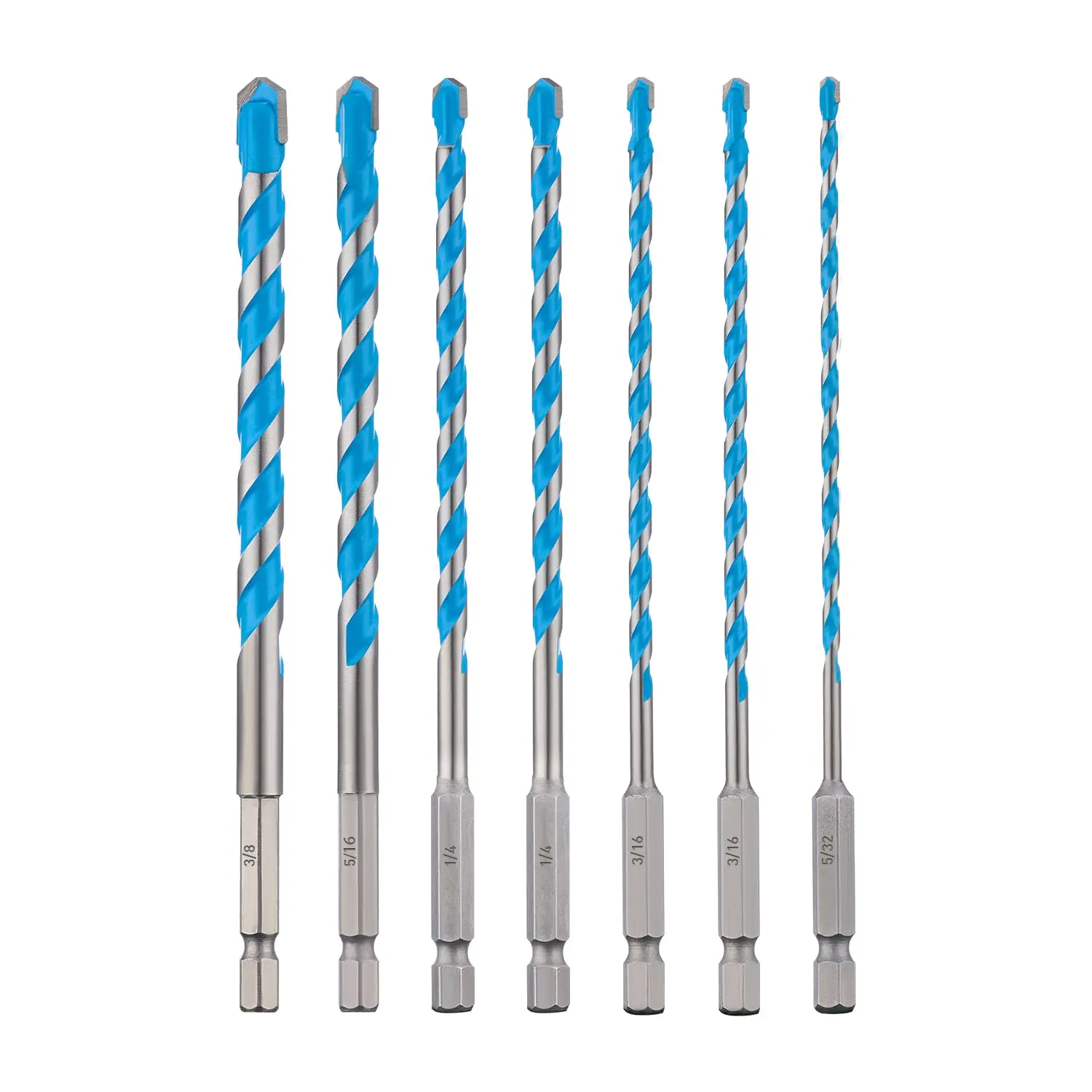 toolant Concrete Drill Bit Set & Masonry Drill Bit Set, Shockproof Hex Shank Drill Bit for Glass/Brick/Plastic/Cement/Tile, Industrial Strength Carbide Drill Bit Tip