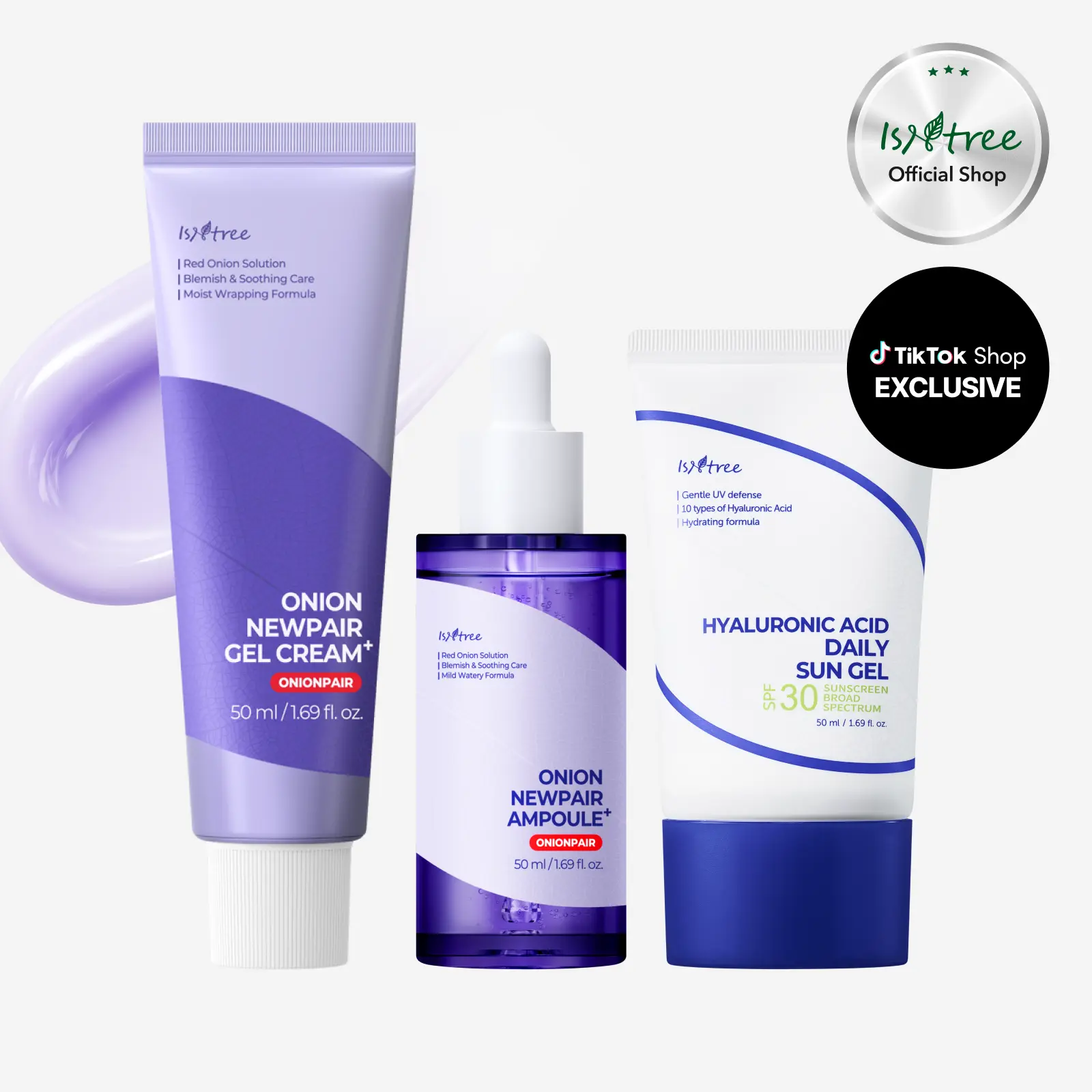 [isntree Official Shop] Onion Newpair Hyperpigmentation Summer Glow Up Trio | Ampoule + Gel Cream + Sun Gel SPF with Red Onion Extract, Niacinamide & Hyaluronic Acid for Dark Spots & Lightweight Dewy Skin