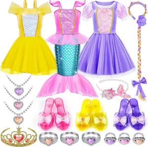 Summer Spring Gift  Princess Dress Up for Girls, Dress Up Clothes for Toddler Girls Set, Princess Toys Christmas Halloween Birthday Gifts for 3 4 5 6 7 8 Little Girl