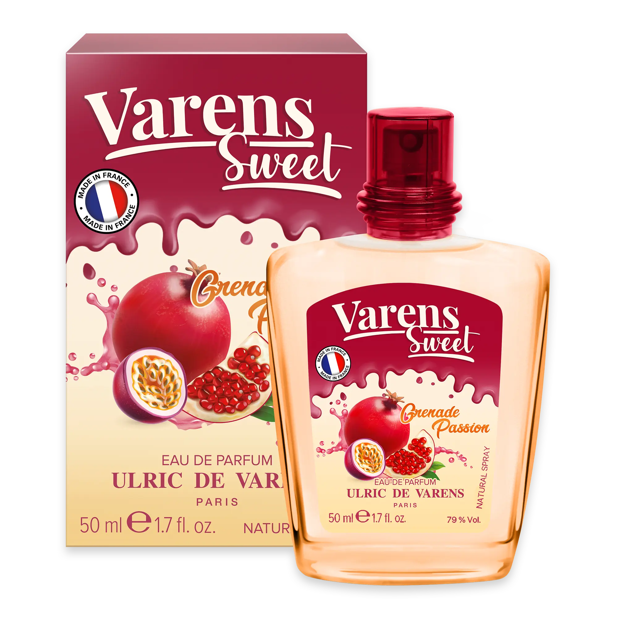 Ulric De Varens Sweet GRENADE PASSION Eau De Parfum for Women 1.7 Fl Oz - Notes of Pomegranate, Passion Fruit, Icing Sugar
