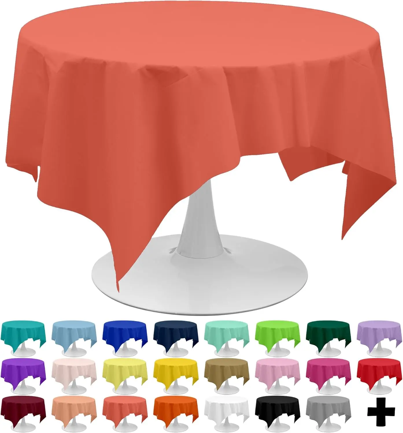 Coral Tablecloths Plastic 3 Pack  84 Inches Disposable Table Covers Decorative Table Cloths for Round Dinning Kitchen Tables